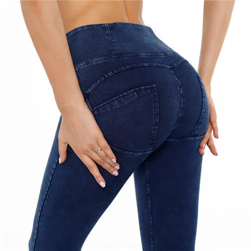 High Waist White Peach Hip Stretch Leggings