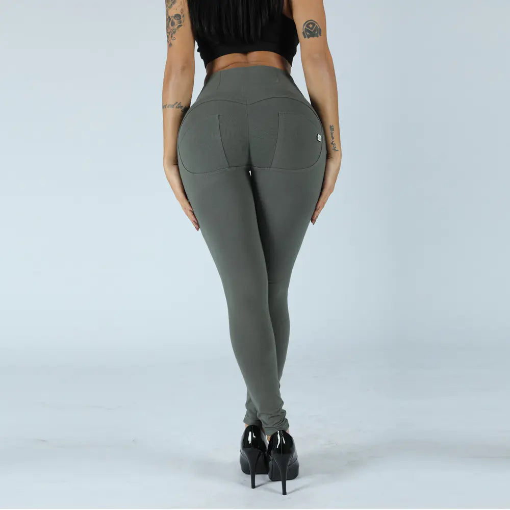 High Waist White Peach Hip Stretch Leggings