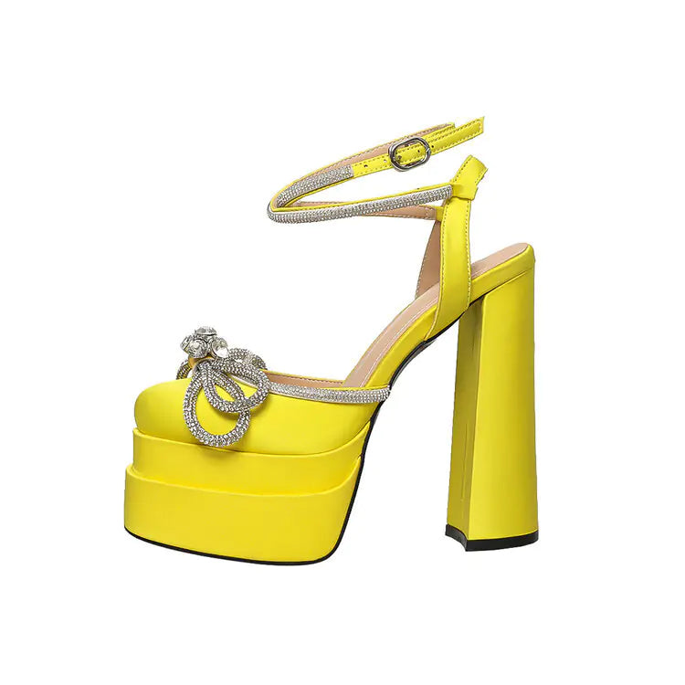 Rhinestone Satin High Heels for Ladies