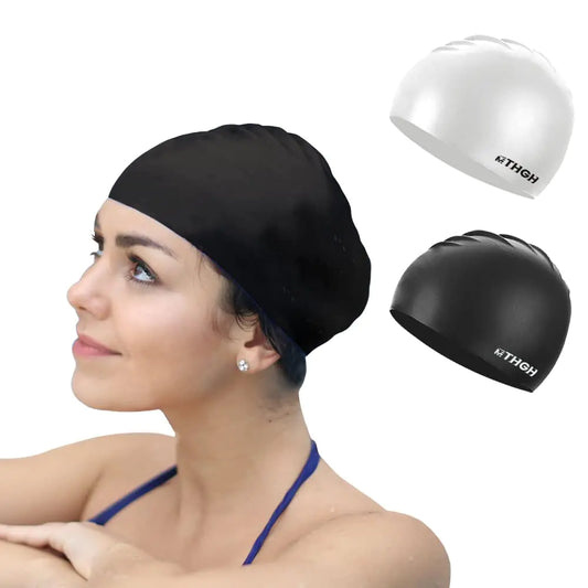 Swim Cap for Kids Girls Boys Swimming Cap for Long Hair 2Pack MTHGH Silicone Swimmer Cap for Youths Unisex