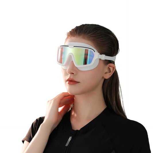 ZSYSUP Swimming Goggles for Adult Men Women Polarized UV Protection Wide View Swim Goggles for Active Pool Beach or Open Water Swimmers Anti Fog 180° (White/Polarized Lens)