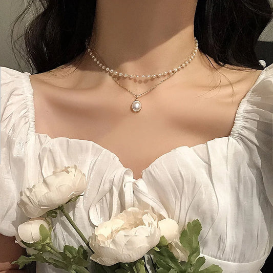 Women Pearl Choker Necklace